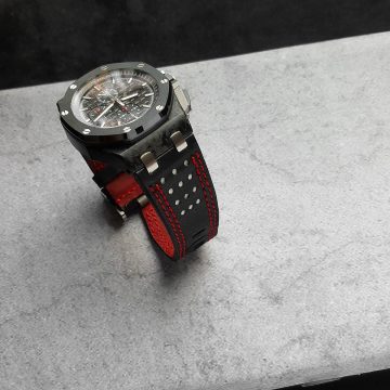 Audemars Piguet Straps - Racing Black White with Double Red Stitch by Gunny Straps