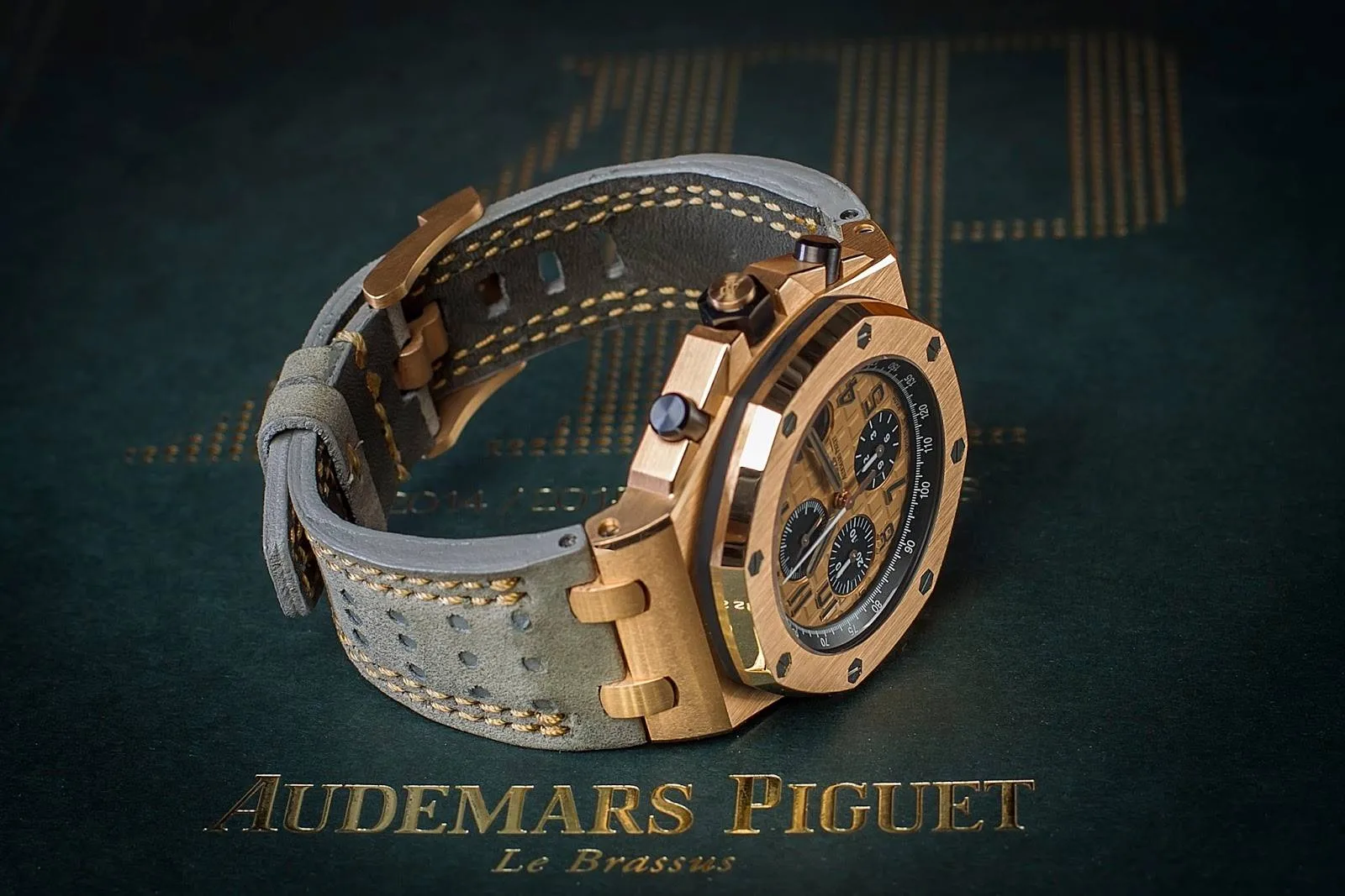 Audemars Piguet Straps - Racing Grey with Double Rose Gold Stitch by Gunny Straps