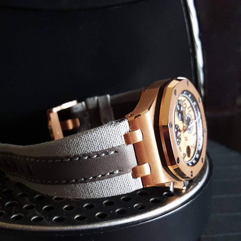 Threesome Grey Leather Strap for Audemars Piguet Royal Oak Offshore Chronograph by Gunny Straps