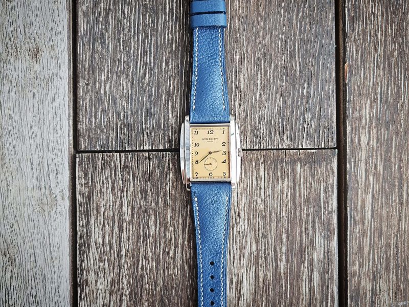 Pebble Airforce Blue Leather Strap For Patek Philippe 5124G/001 Gondolo by Gunny Straps