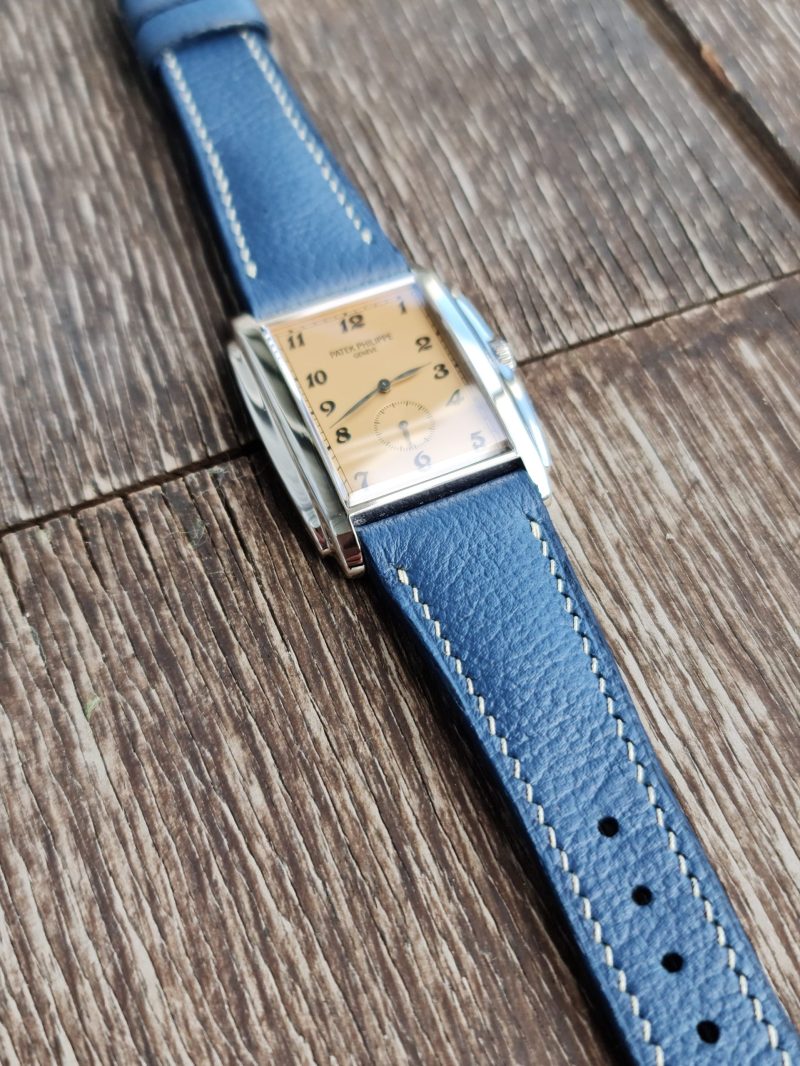 Pebble Airforce Blue Leather Strap For Patek Philippe 5124G/001 Gondolo by Gunny Straps