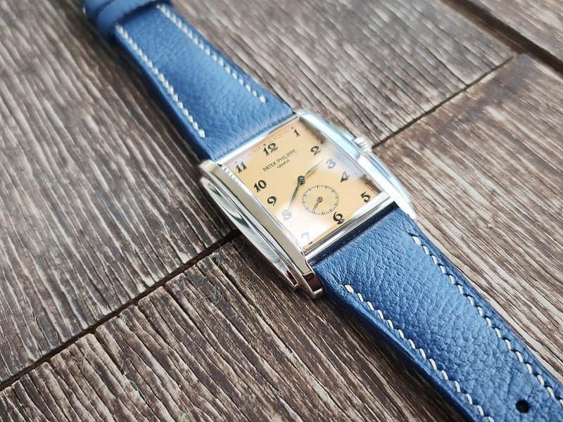 Pebble Airforce Blue Leather Strap For Patek Philippe 5124G/001 Gondolo by Gunny Straps