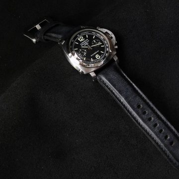 Black Muscular Strap for Panerai Luminor Rattrapante by Gunny Straps