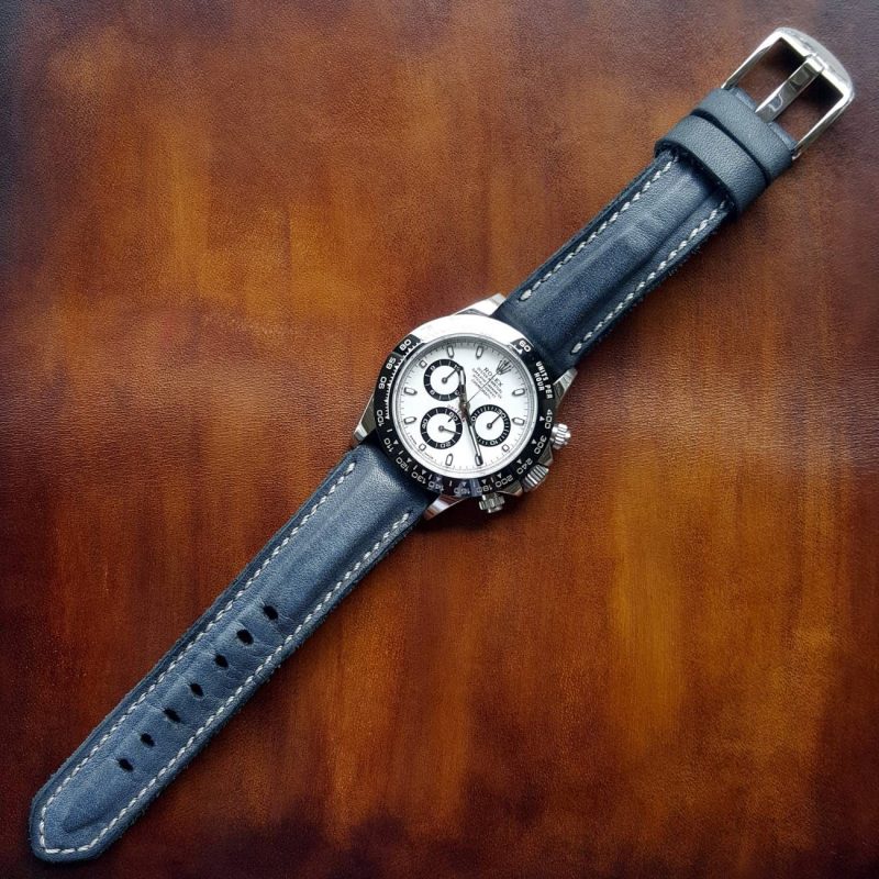 Blue Muscular Leather Strap For Rolex Daytona Panda by Gunny Straps