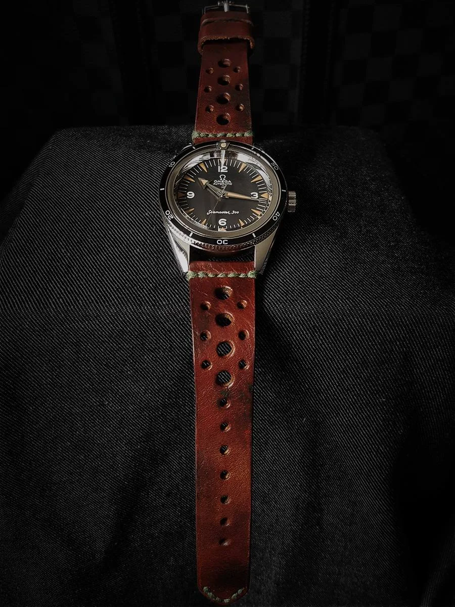 Rally Maroon Leather Strap For Omega Seamaster by Gunny Straps
