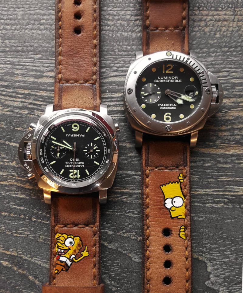 Caitlin 2 Strap With Bart Simpson and Spongebob for Panerai Luminor by Gunny Straps