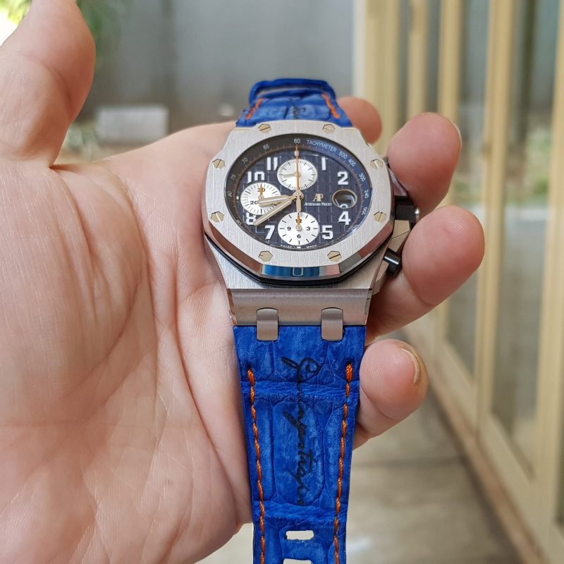 Blue Nubuck Croco leather Strap For Audemars Piguet Royal Oak Offshore Chronograph by Gunny Straps