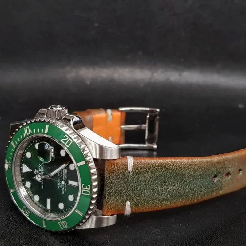 Rolex kermit on leather strap sale