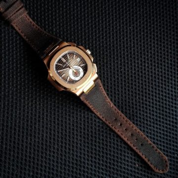 Two Tone Canvas Black Brown Strap For Patek Nautilus by Gunny Straps