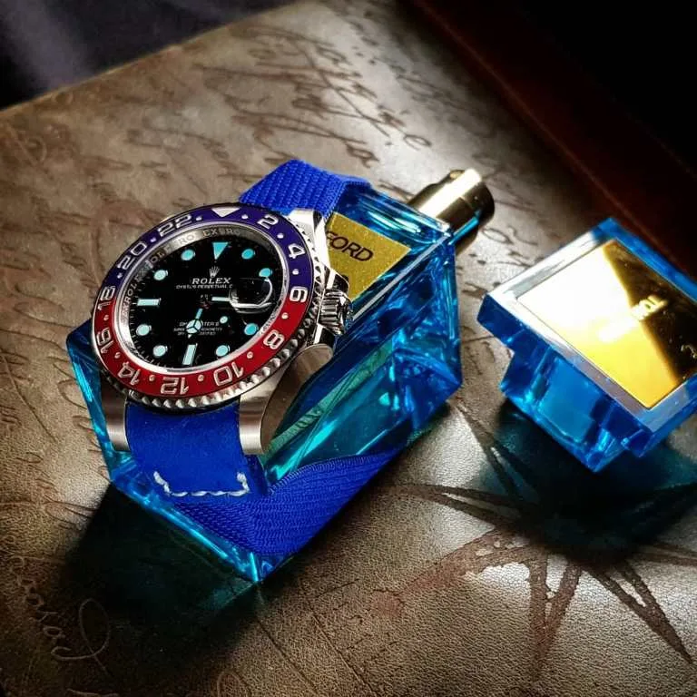 Blue Kolor Strap For Rolex Pepsi by Gunny straps