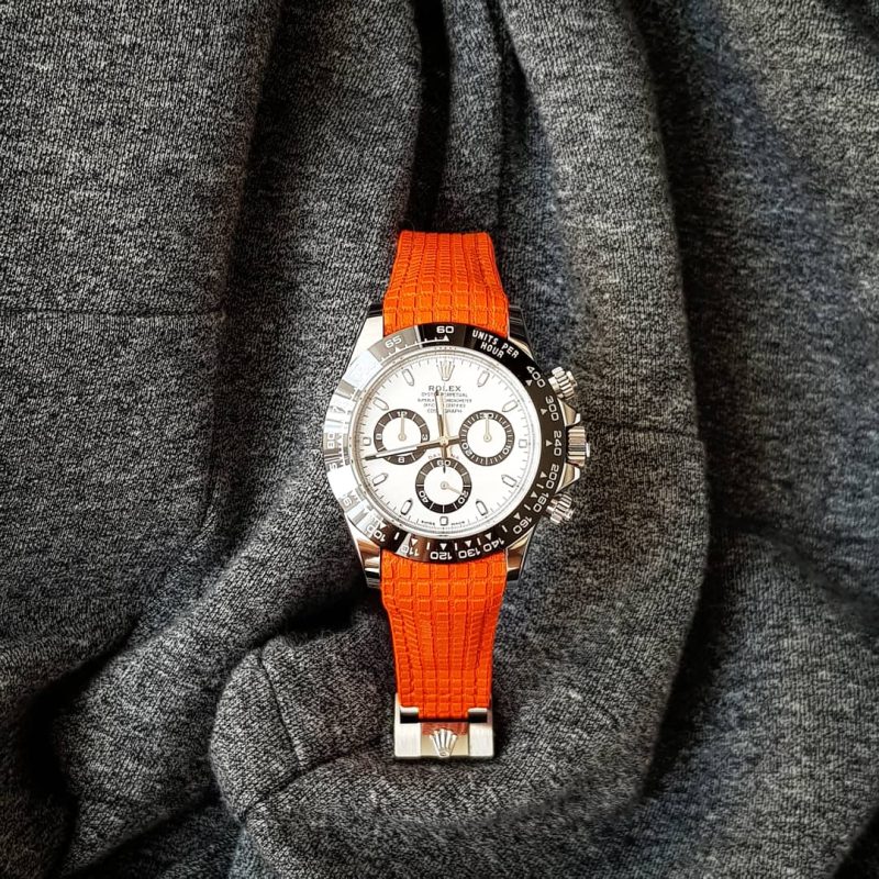 Chessboard Orange Leather Strap For Rolex Daytona by Gunny Straps