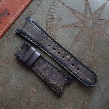 Black Patina with Gold Scritto Leather Strap For Patek Nautilus by Gunny Straps