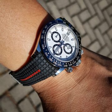 Extreme Dark Grey Chessboard with Red Stripe Strap For Rolex Daytona by Gunny Straps