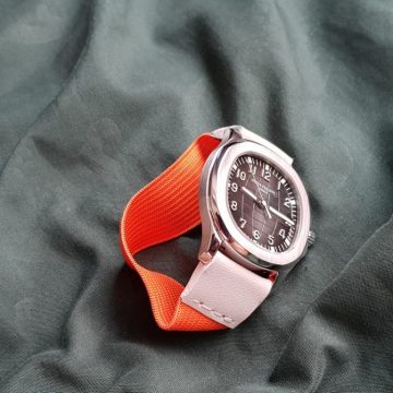Orange White Kolor Strap For Patek Philippe Aquanut 5167 by Gunny Straps