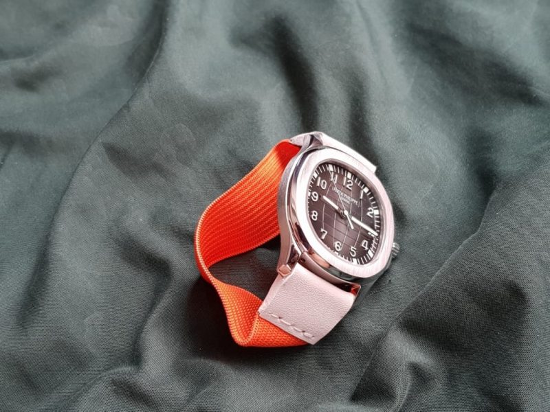 Orange White Kolor Strap For Patek Philippe Aquanut 5167 by Gunny Straps