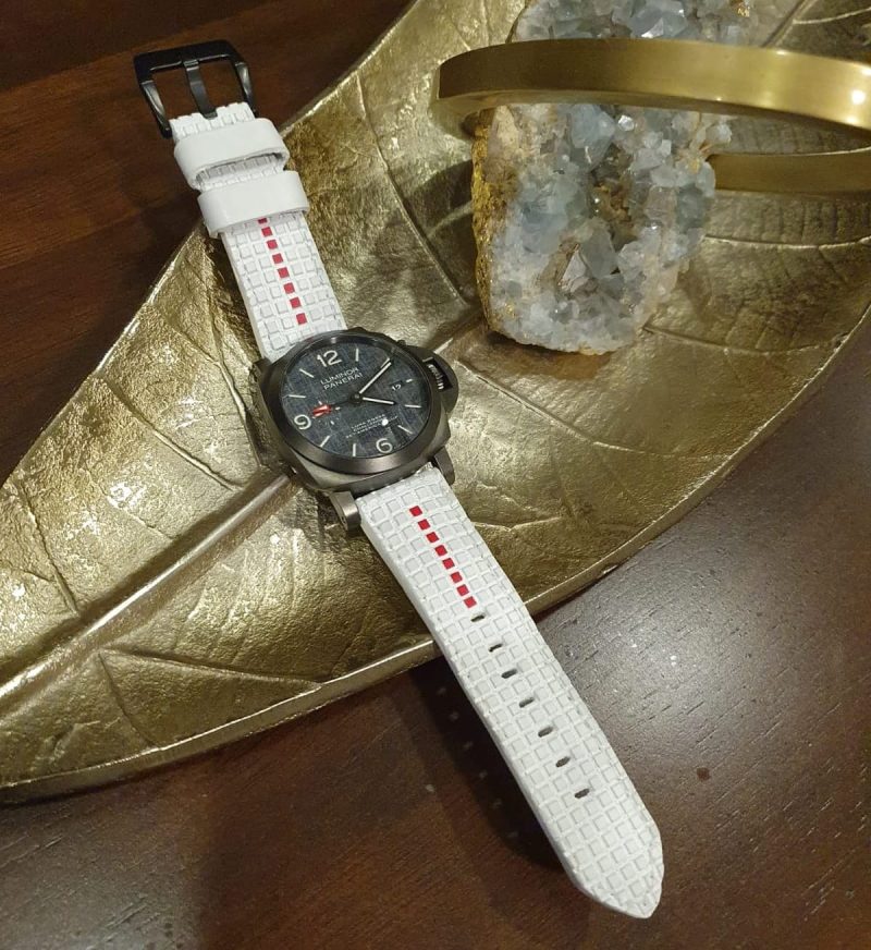 Extreme White Chessboard with Red Stripe Strap For Patek Philippe by Gunny Straps