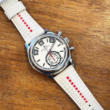 Extreme White Chessboard with Red Stripe - Leather Watch Strap