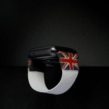 White Kolor with Vintage UK Flag - Elastic Watch Strap