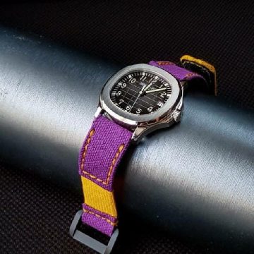 Violet Canvas with Yellow Hook & Loop and Kolor Strap For Patek Philippe Aquanaut by Gunny Straps