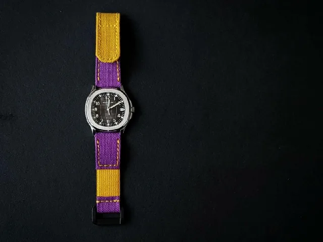 Violet Canvas with Yellow Hook & Loop and Kolor Strap For Patek Philippe Aquanaut by Gunny Straps