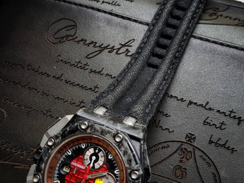 Black Double Muscular Canvas strap for Audemars Piguet Royal Oak Offshore Grand Prix by Gunny Straps