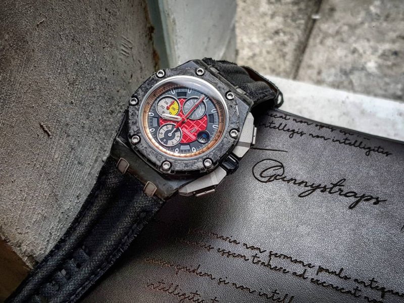 Black Double Muscular Canvas strap for Audemars Piguet Royal Oak Offshore Grand Prix by Gunny Straps