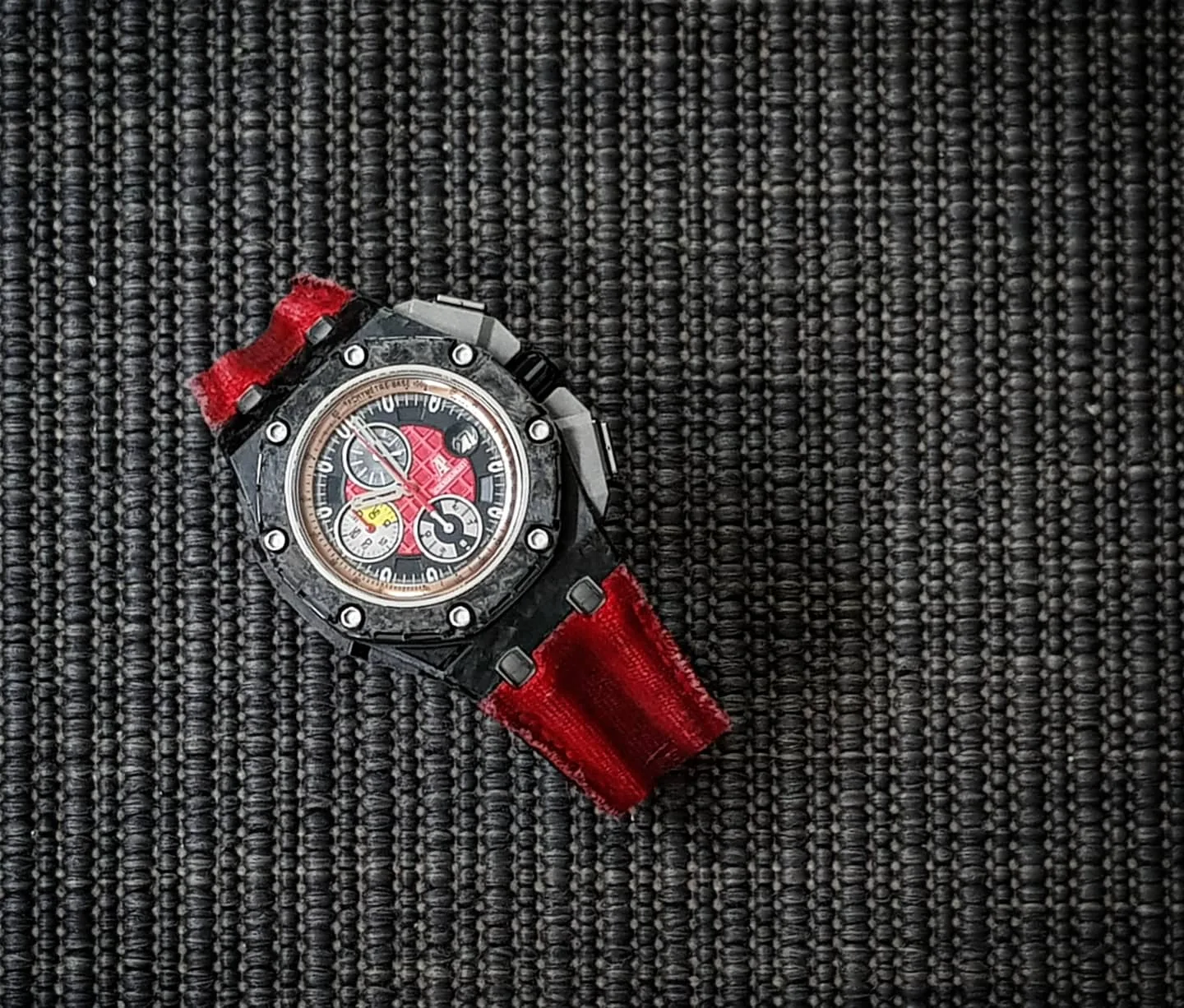 Red Double Muscular Canvas Strap For Audemars Piguet Royal Oak Offshore Grand Prix by Gunny Straps