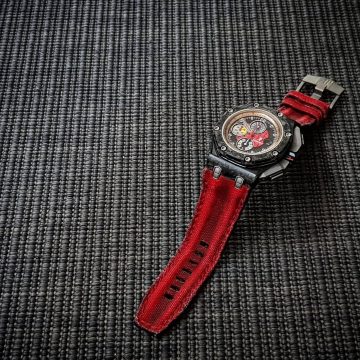 Red Double Muscular Canvas Strap For Audemars Piguet Royal Oak Offshore Grand Prix by Gunny Straps