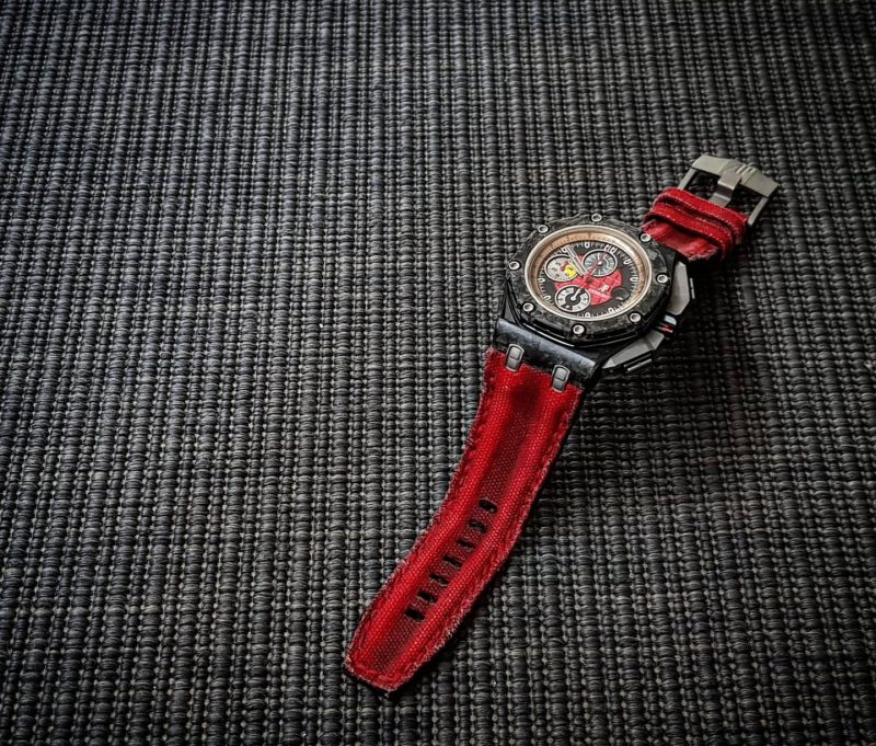 Red Double Muscular Canvas Strap For Audemars Piguet Royal Oak Offshore Grand Prix by Gunny Straps