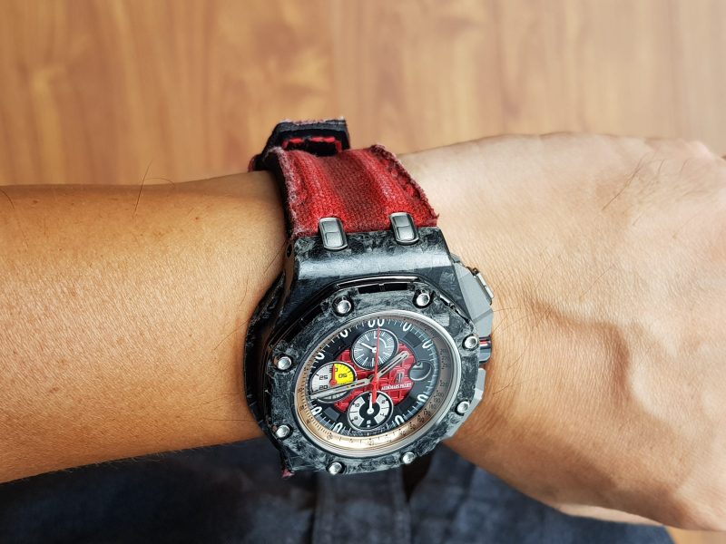 Red Double Muscular Canvas Strap For Audemars Piguet Royal Oak Offshore Grand Prix by Gunny Straps