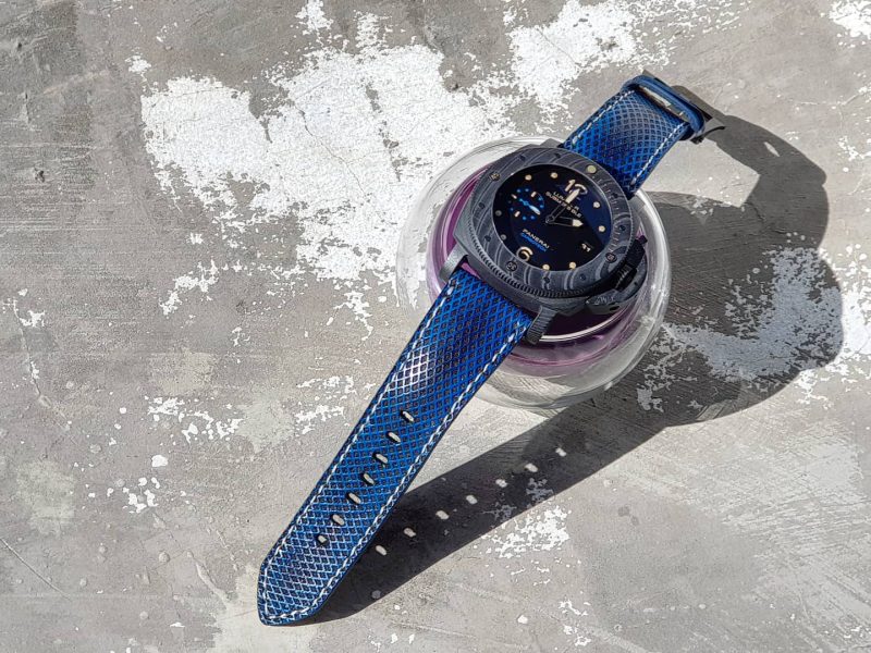 Blue Stupa Padded with Patina Strap for Panerai Luminor by Gunny Straps