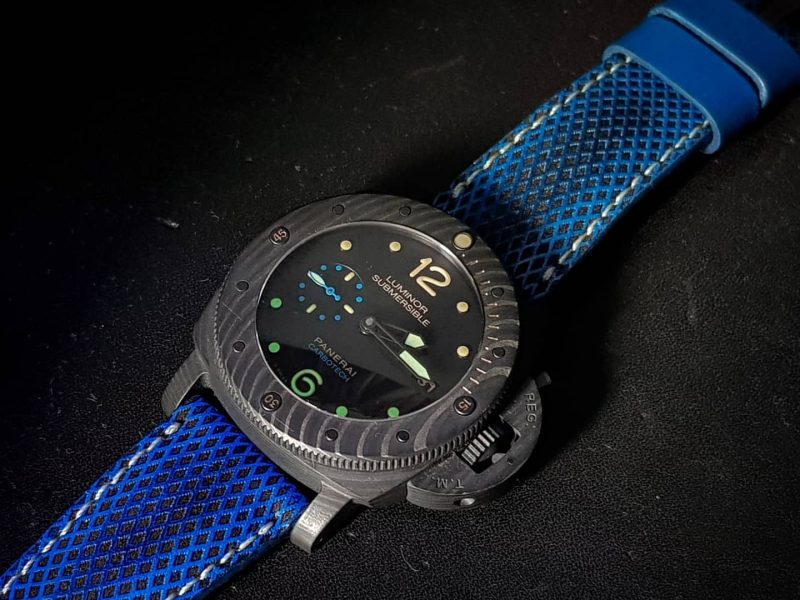 Blue Stupa Padded with Patina Strap for Panerai Luminor by Gunny Straps