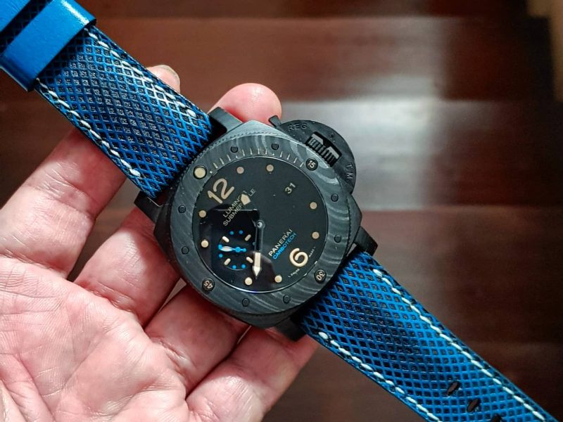 Blue Stupa Padded with Patina Strap for Panerai Luminor by Gunny Straps