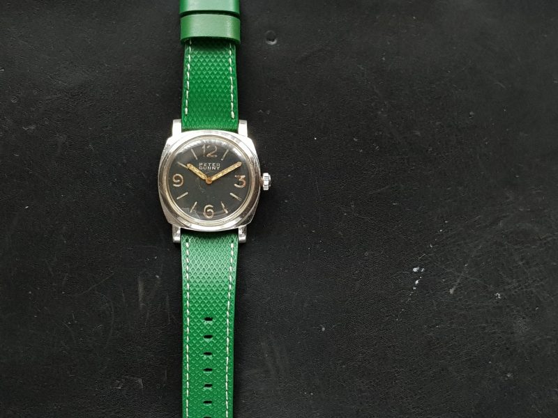 Green Stupa Strap on Panerai Luminor by Gunny Straps