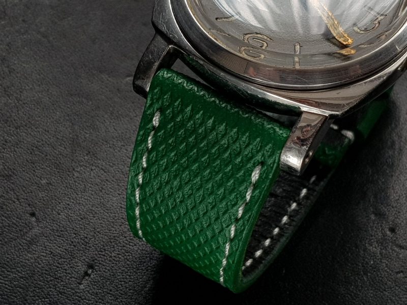 Green Stupa Strap on Panerai Luminor by Gunny Straps