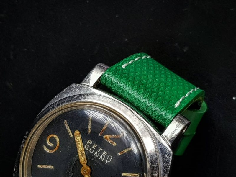 Green Stupa Strap on Panerai Luminor by Gunny Straps