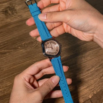 Cyan-Kevlar-Strap-on-Grandeur-Strange-made-by-Gunny-Straps