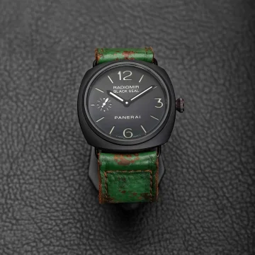 Green Coral Strap on Panerai Radiomir by Gunny Straps