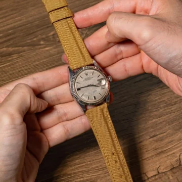 Mustard-Kevlar-Strap-on-Rolex-Datejust-made-by-Gunny-Straps