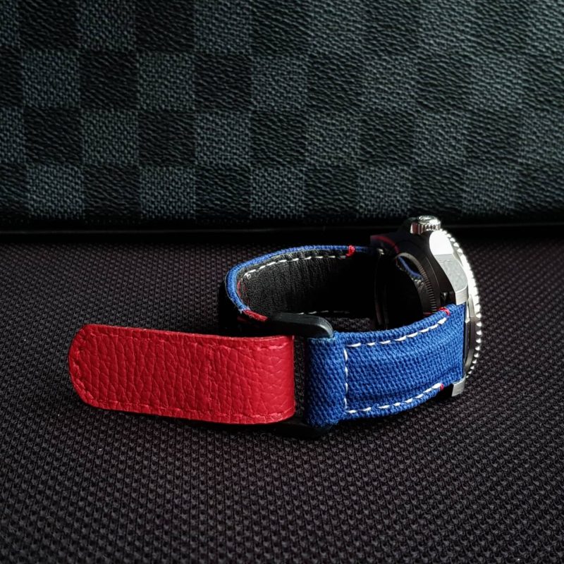 Pepsi Canvas Hook & Loop Strap For Rolex GMT Pepsi by Gunny Straps