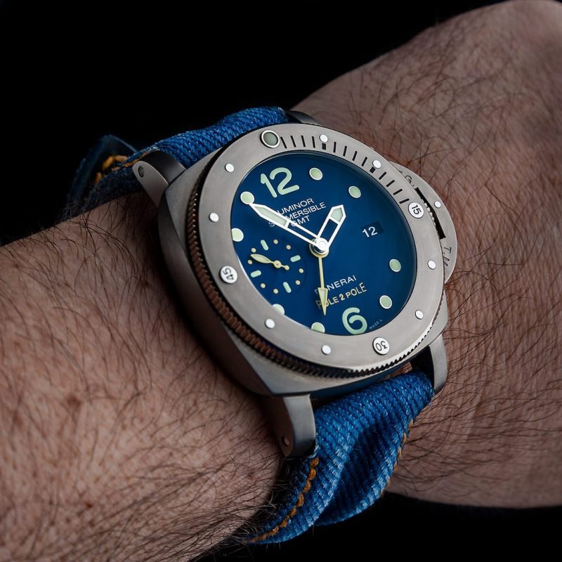 Double Muscular Vintage Blue Canvas Strap for Panerai Luminor Submersible by Gunny Straps