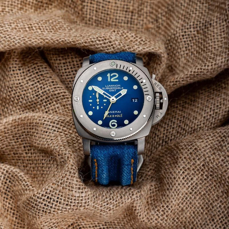 Double Muscular Vintage Blue Canvas Strap for Panerai Luminor Submersible by Gunny Straps