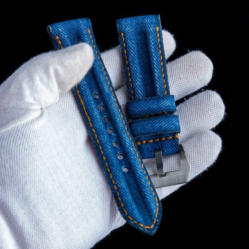 Double Muscular Vintage Blue Canvas Strap for Panerai Luminor Submersible by Gunny Straps