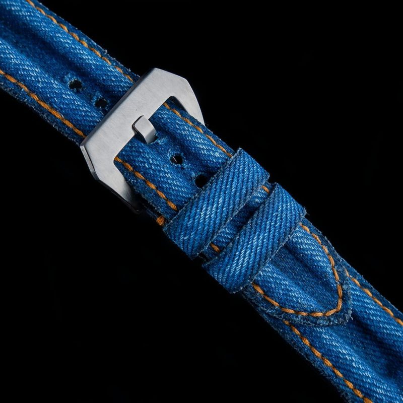 Double Muscular Vintage Blue Canvas Strap for Panerai Luminor Submersible by Gunny Straps