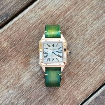 Metallic Green - Leather Watch Strap