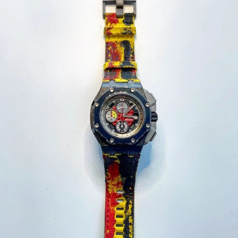 Abstract Painting Canvas Strap For Audemars Piguet Royal Oak Offshore Grand Prix by Gunny Straps - Design by Pierrick Boyer