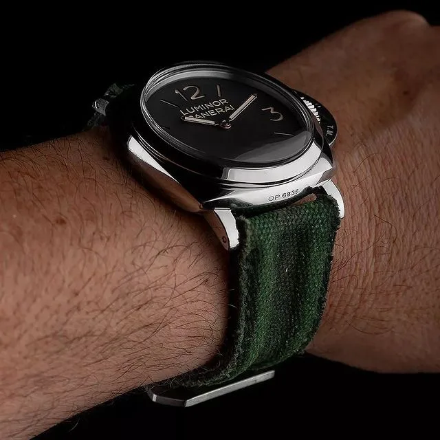 Double Muscular Vintage Green Canvas Strap for Panerai Luminor by Gunny Straps