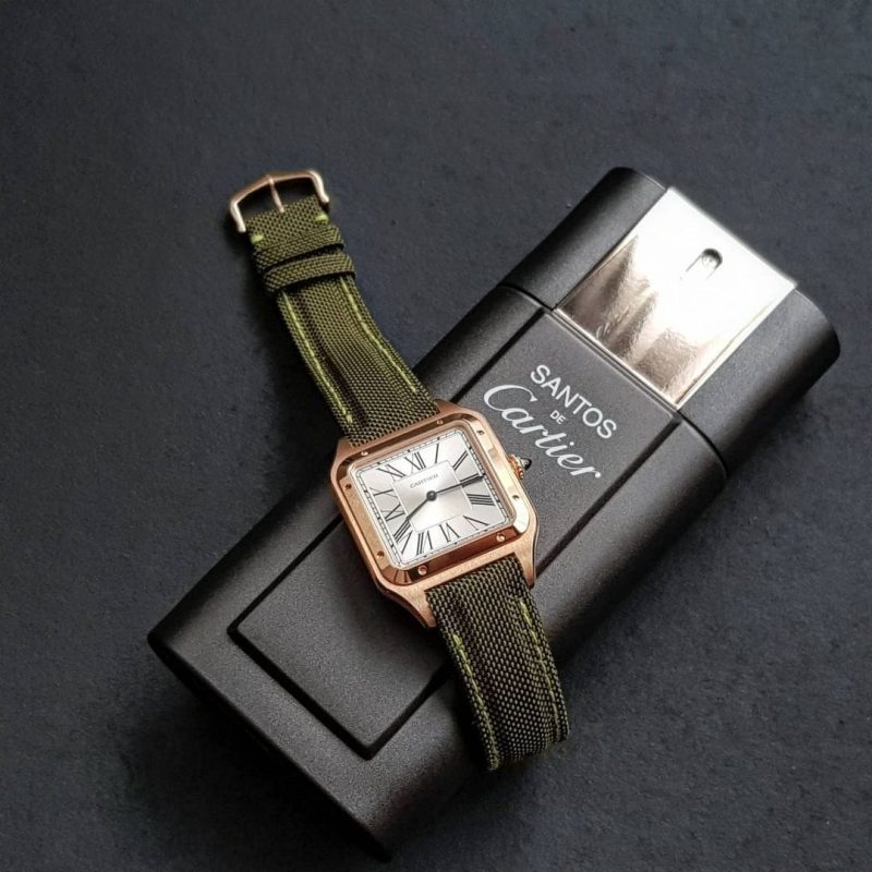 Military Green Kevlar Strap for Cartier Santos Dumond