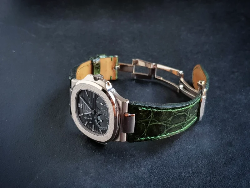 Dark Green Croco Leather Strap For Patek Philippe