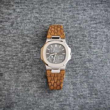 Weaved 360 Tan Leather Strap For Patek Philippe Nautilus